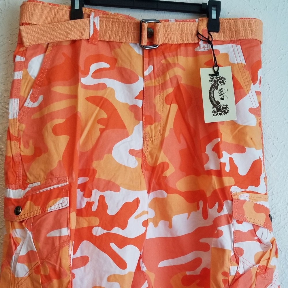 Orange Camo Cargo shorts